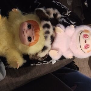 Adorable Yellow and Pink Plush Action Figures